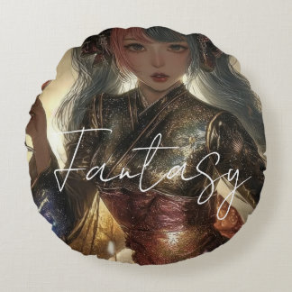 Aesthetic / Dark Fantasy Girl Rundes Kissen