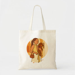 Aesthetic Dog Mom Holding Puppy Illustration Tragetasche
