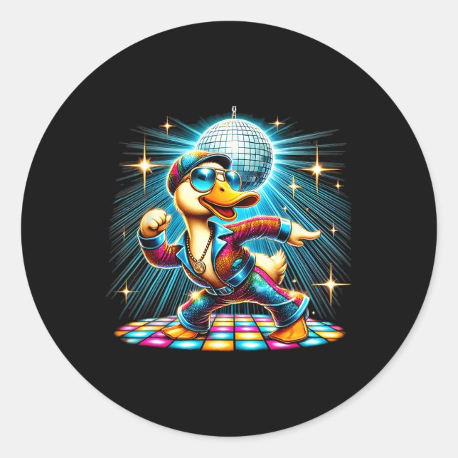Aesthetic Duck Disco Dancer Runder Aufkleber (Vorderseite)