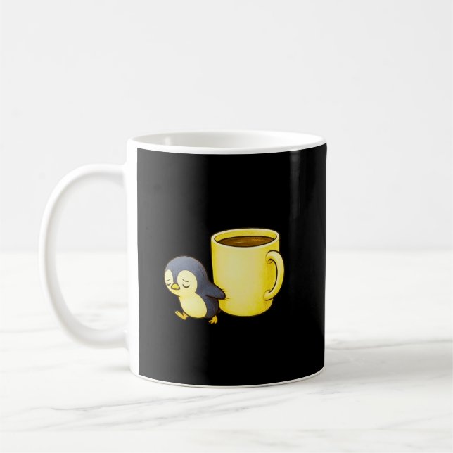 Aesthetic Exhausted Penguin • Oversized Coffee Cup Kaffeetasse (Links)