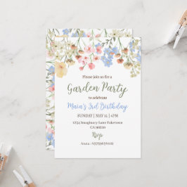 Aesthetic Garden Party Floral Birthday Invitation
