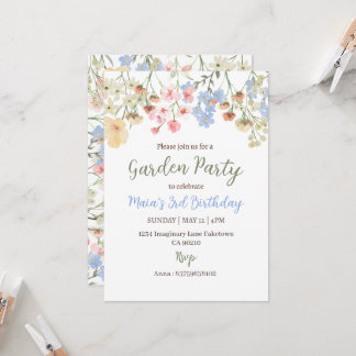 Aesthetic Garden Party Floral Birthday Invitation