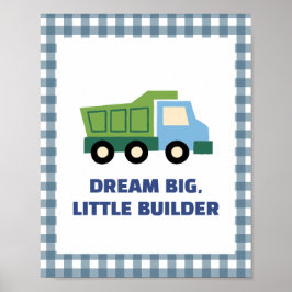 Aesthetic Gingham Border Construction Nursery Wall Poster