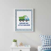 Aesthetic Gingham Border Construction Nursery Wall