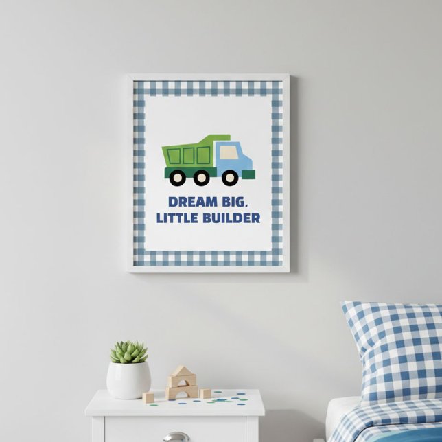 Aesthetic Gingham Border Construction Nursery Wall Poster (Von Creator hochgeladen)