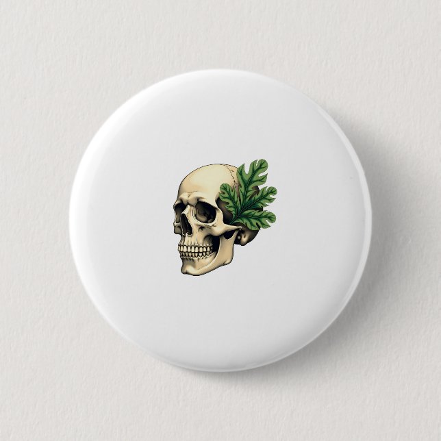 Aesthetic Goth Grunge Skull Tropical Monstera Leaf Button (Vorderseite)