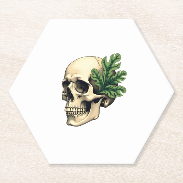Aesthetic Goth Grunge Skull Tropical Monstera Leaf Untersetzer (Vorderseite)