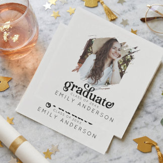 Aesthetic Grad Party Custom Photo Graduation Serviette