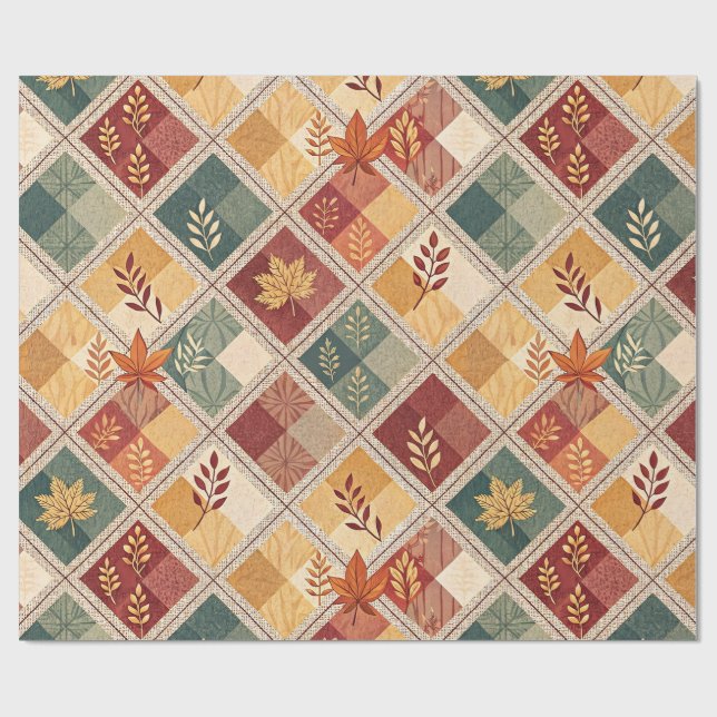 Aesthetic Holiday Checkered Wrapping Paper Geschenkpapier (Flach)