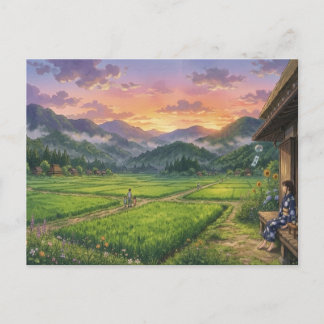 Aesthetic Japanese Summer Sunset Postcard Postkarte