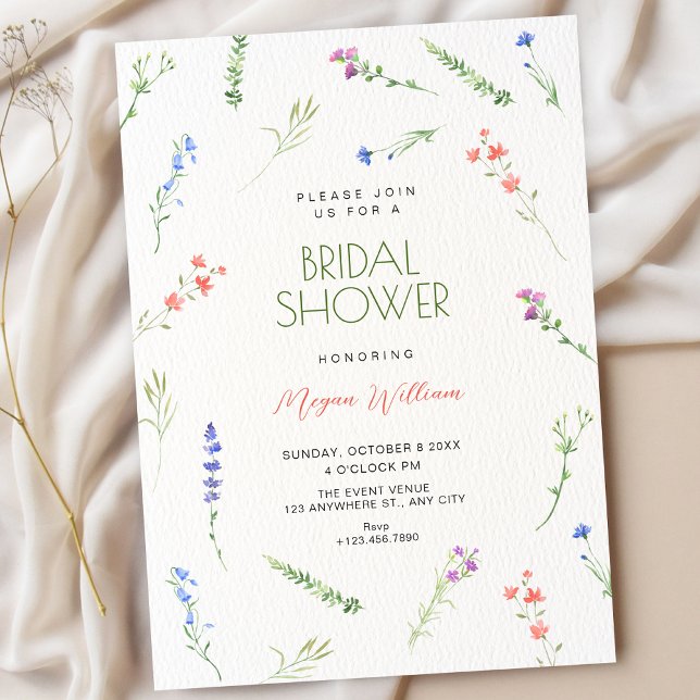 Aesthetic Minimalist falling flowers bridal shower Einladung (Von Creator hochgeladen)