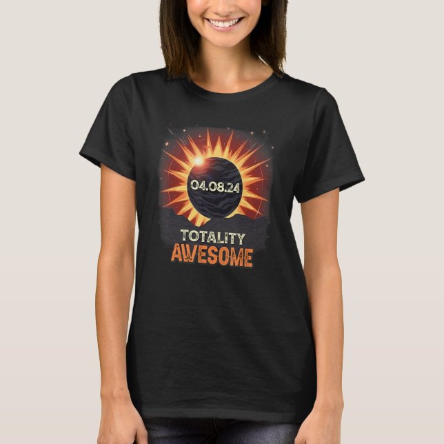 Aesthetic Mountain Total Solar Eclipse 2024 Totali T-Shirt (Vorderseite)