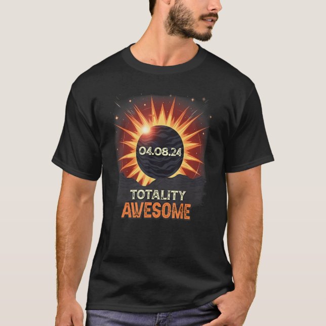 Aesthetic Mountain Total Solar Eclipse 2024 Totali T-Shirt (Vorderseite)