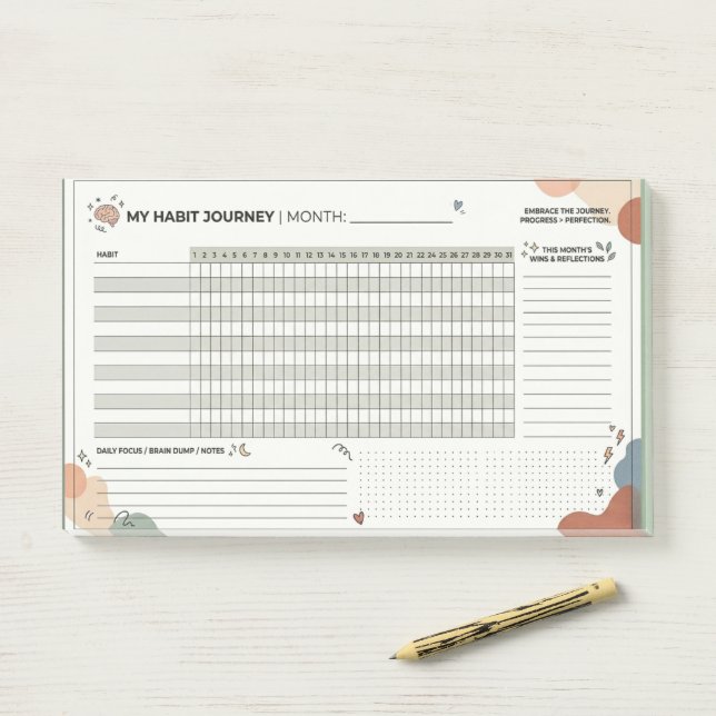 Aesthetic Neurodivergent Habit Tracker Brain Dump Post-it Klebezettel (Auf Schreibtisch)