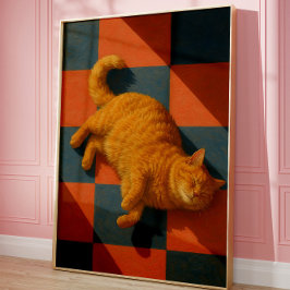 Aesthetic Orange Cat Cozy Modern Pet Wall Art Poster