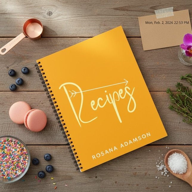 Aesthetic Orange Recipe Journal | Cute Blank Pages Notizbuch (food journal gift, family recipe heirloom book)