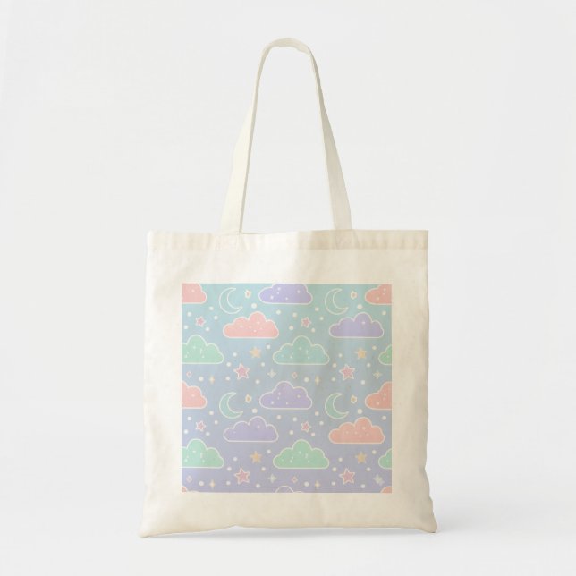 Aesthetic Pastel Cloud Canvas Tote Bag (Devant)