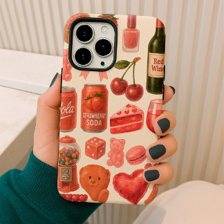 Aesthetic Pink Patterns Watercolor Style iPhone 16 Hülle