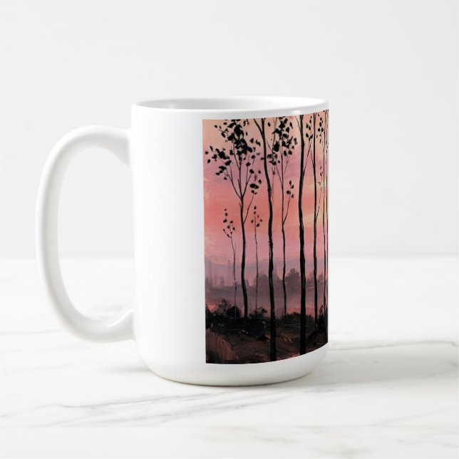 Aesthetic Pink Sunset Coffee Mug – Nature Inspired Kaffeetasse (Links)