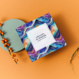 Aesthetic rainbow glitter agate quadratische visitenkarte