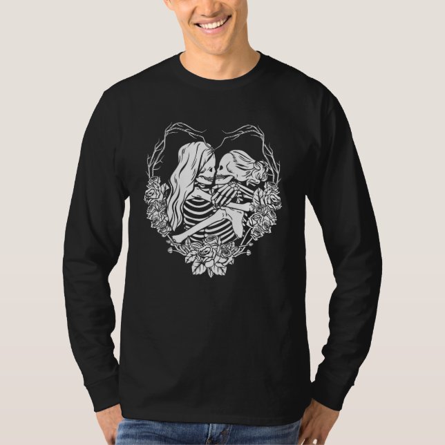 Aesthetic Skeleton Lesbian Couple  Pride LGBT LGBT T-Shirt (Vorderseite)