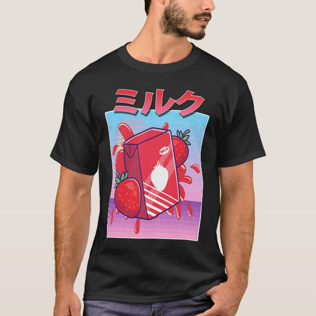 Aesthetic Strawberry Milk Shake Vaporwave 90s Japa T-Shirt (Vorderseite)