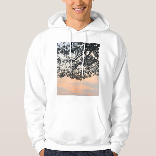 Aesthetic Tree Silhouette Against Pastel Sunset Sk Hoodie (Vorderseite)