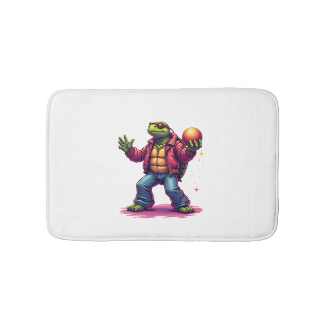 Aesthetic Turtle Disco T - Shirt Badematte (Vorderseite)