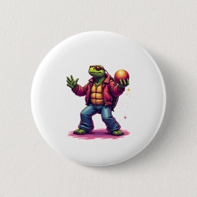 Aesthetic Turtle Disco T - Shirt Button (Vorderseite)