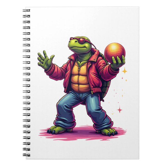 Aesthetic Turtle Disco T - Shirt Notizblock (Vorderseite)