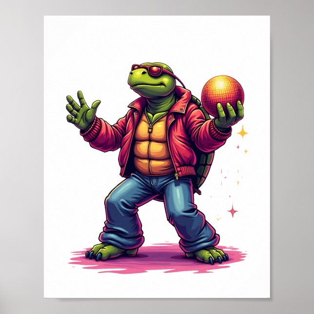 Aesthetic Turtle Disco T-Shirt Poster (Vorne)