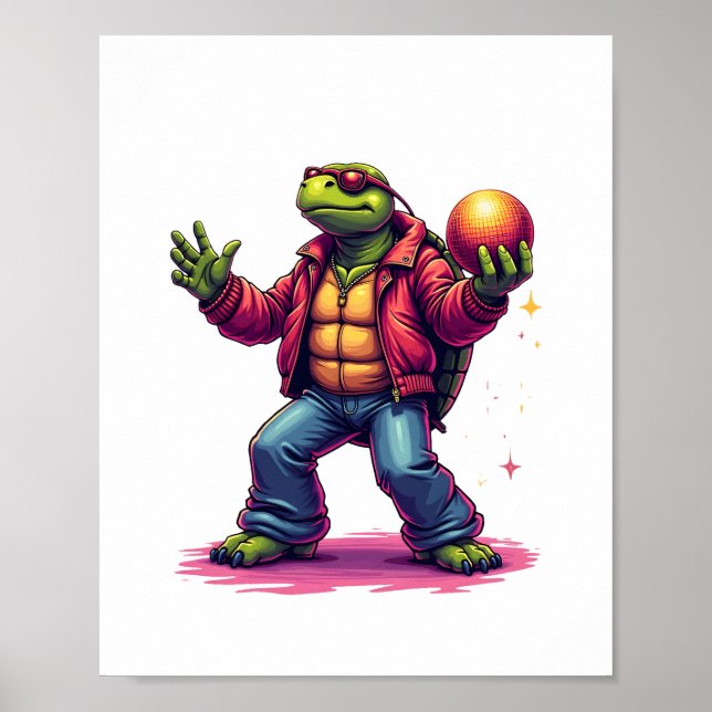 Aesthetic Turtle Disco T - Shirt Poster (Vorne)