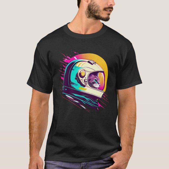 Aesthetic Vaporwave Space Cat 80s 90s Astronaut  1 T-Shirt (Vorderseite)