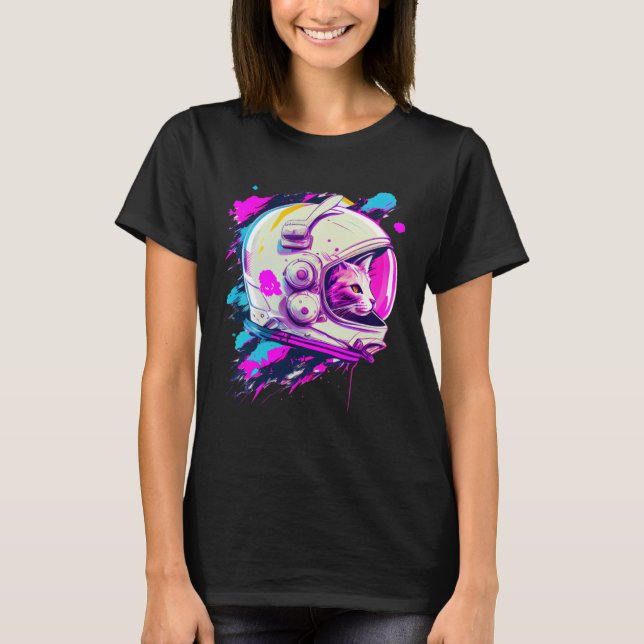 Aesthetic Vaporwave Space Cat 80s 90s Astronaut  3 T-Shirt (Vorderseite)
