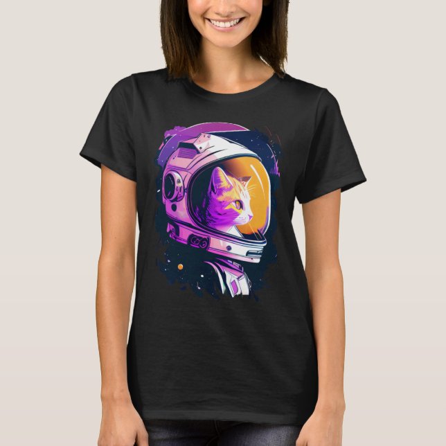 Aesthetic Vaporwave Space Cat 80s 90s Astronaut  4 T-Shirt (Vorderseite)