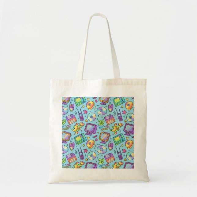 Aesthetic Y2K Retro Tech Doodle Tote Bag (Devant)