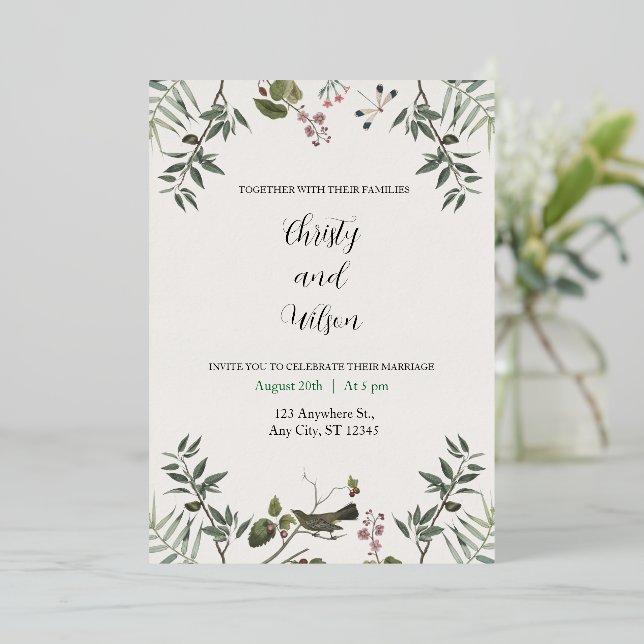 aESTHETISCHE Hochzeitskarte Folieneinladung (Stehend vorne)