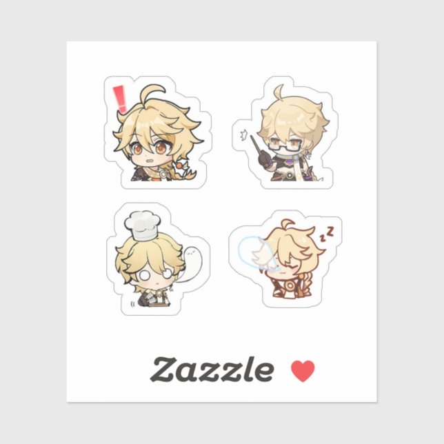 Aether Genshin Impact 4er Pack Sticker Sheet Extra (Blatt)