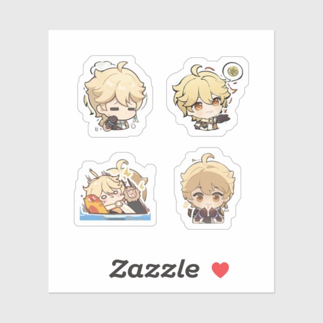 Aether Genshin Impact 4er Stickerbogen Extra P Aufkleber (Blatt)