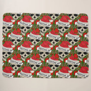 AF Cooles Skelett in Weihnachtsmannmütze Sherpadecke