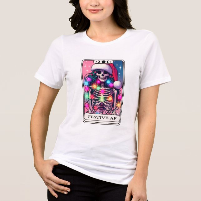 AF Weihnachts-Skelett-Tarot Tri-Blend Shirt (Vorderseite)