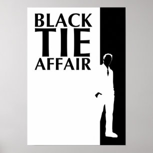 Affäre mit schwarzer Krawatte: ernsthafte Silhouet Poster