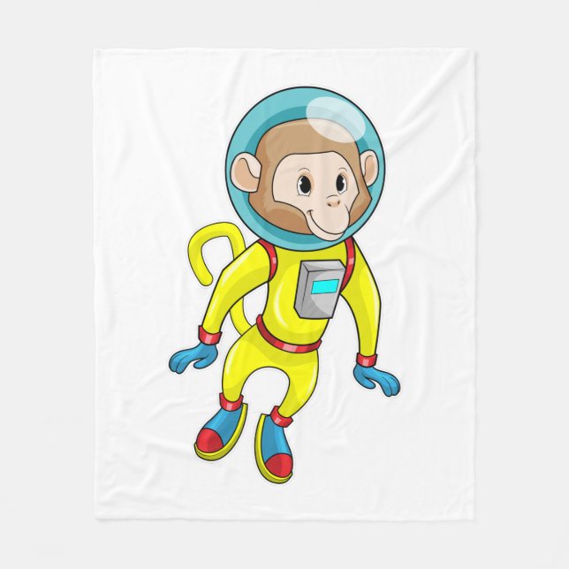 Affe als Astronaut Fleecedecke (Vorderseite)