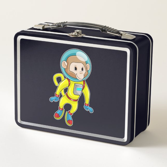 Affe als Astronaut Metall Brotdose (Vorderseite)