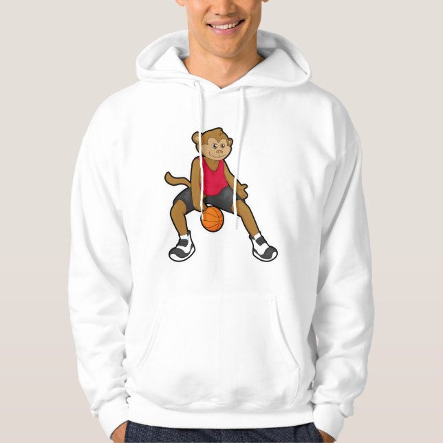 Affe als Basketballspieler mit Basketball Hoodie (Vorderseite)
