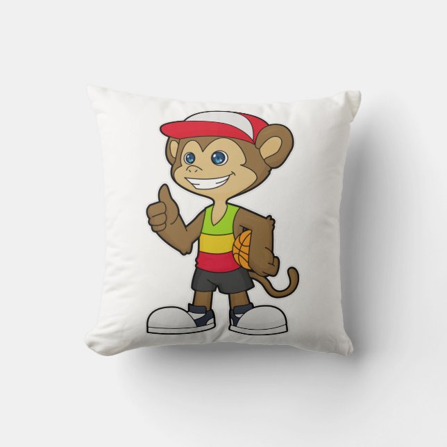 Affe als Basketballspieler mit Basketball Kissen (Vorderseite)
