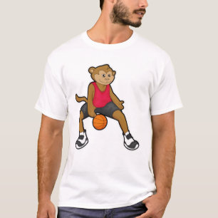 Affe als Basketballspieler mit Basketball T-Shirt