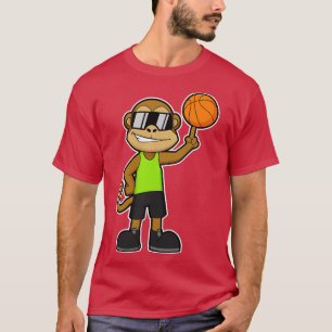 Affe als Basketballspieler mit Basketball T-Shirt