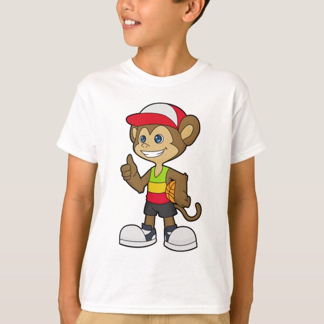 Affe als Basketballspieler mit Basketball T-Shirt (Vorderseite)