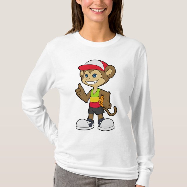 Affe als Basketballspieler mit Basketball T-Shirt (Vorderseite)